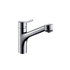 Картинка анонса товара «смеситель для кухни hansgrohe 170, eco, с вытяжным душем, 2jet, sbox 73869000, хром»