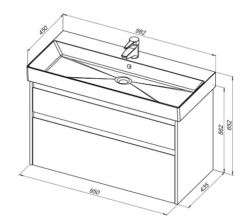 Тумба под раковину Aquanet Nova Lite 100 (SLIM SYNERGY) дуб рустикальный, 2 ящика 00249957 Тумба под раковину Aquanet Nova Lite 100 (SLIM SYNERGY) дуб рустикальный, 2 ящика 00249957