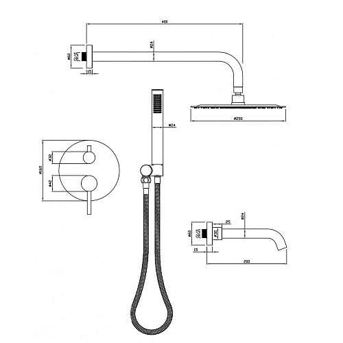 Душевая система Milacio Ultra MCU.150.MB встраиваемая, черный матовый Душевая система Milacio Ultra MCU.150.MB встраиваемая, черный матовый