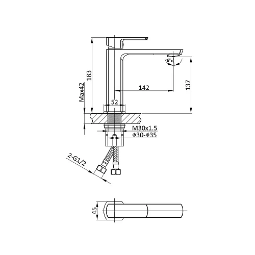 Смеситель для раковины Vincea Next VBF-1N1GM вороненная сталь Смеситель для раковины Vincea Next VBF-1N1GM вороненная сталь