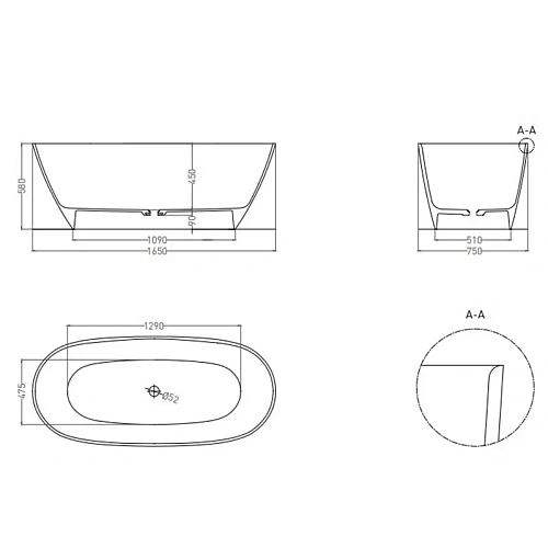 Ванна отдельностоящая Salini SOFIA LIGHT Без перелива покраска по RAL полностью 103611GF из искусственого камня S-Sense Ванна отдельностоящая Salini SOFIA LIGHT Без перелива покраска по RAL полностью 103611GF из искусственого камня S-Sense