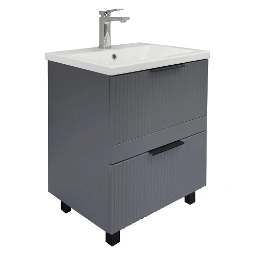 Тумба с раковиной Comforty Лима-60Н2 00-00019209 антрацит раковина Como 60 Тумба с раковиной Comforty Лима-60Н2 00-00019209 антрацит раковина Como 60