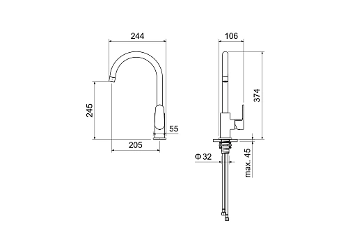 Смеситель для кухни Aquatek ОБЕРОН AQ1282MB Черный матовый Смеситель для кухни Aquatek ОБЕРОН AQ1282MB Черный матовый