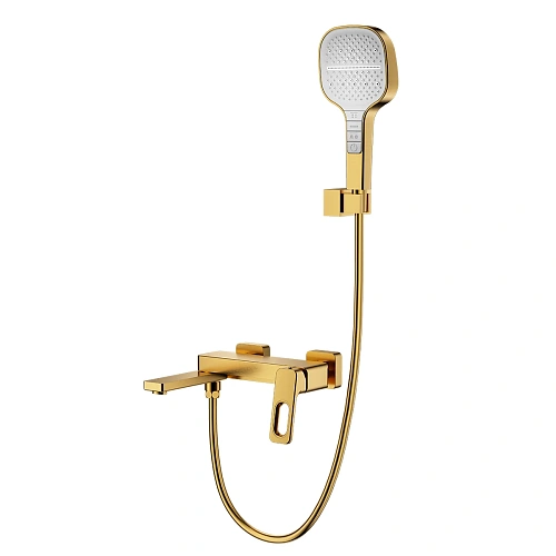 Смеситель для ванны Raglo R51.30.03 настенный, излив поворотный 15 см, сатин золотой Смеситель для ванны Raglo R51.30.03 настенный, излив поворотный 15 см, сатин золотой