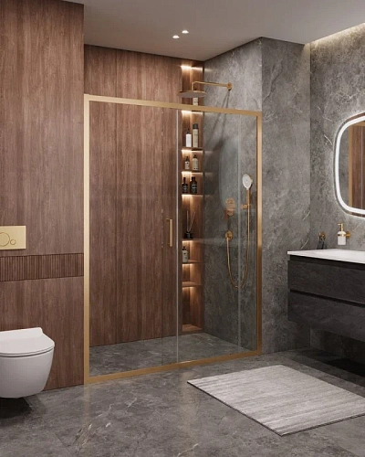 Душевая дверь CEZARES MOLVENO-BF-1-150-C-BORO-IV цвет профиля брашированное золото стекло прозрачное Душевая дверь CEZARES MOLVENO-BF-1-150-C-BORO-IV цвет профиля брашированное золото стекло прозрачное