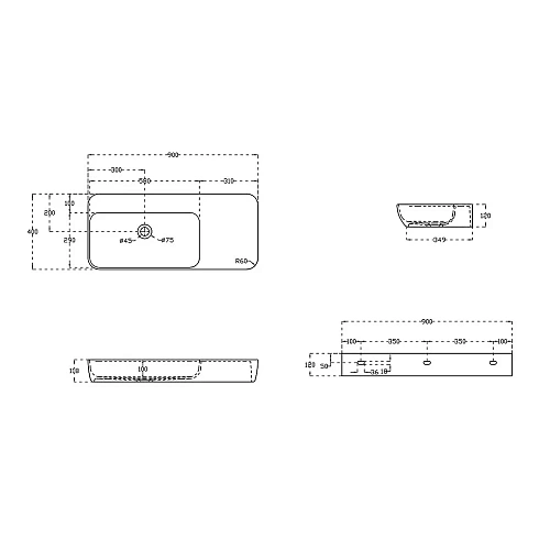 Раковина Vincea VWB-6S590MW, 900x400x120 из искусственного камня, подвесная, цвет белый матовый Раковина Vincea VWB-6S590MW, 900x400x120 из искусственного камня, подвесная, цвет белый матовый