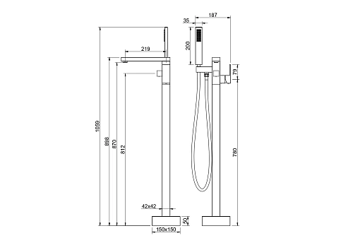 Смеситель для ванны Aquatek ЛИБРА AQ1645MB Черный матовый, напольный Смеситель для ванны Aquatek ЛИБРА AQ1645MB Черный матовый, напольный