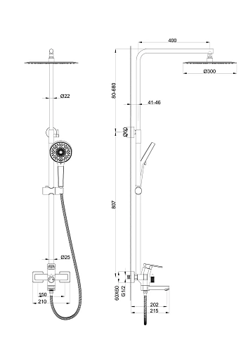 Душевая система Wonzon & Woghand хром (WW-88739010-CR) Душевая система Wonzon & Woghand хром (WW-88739010-CR)