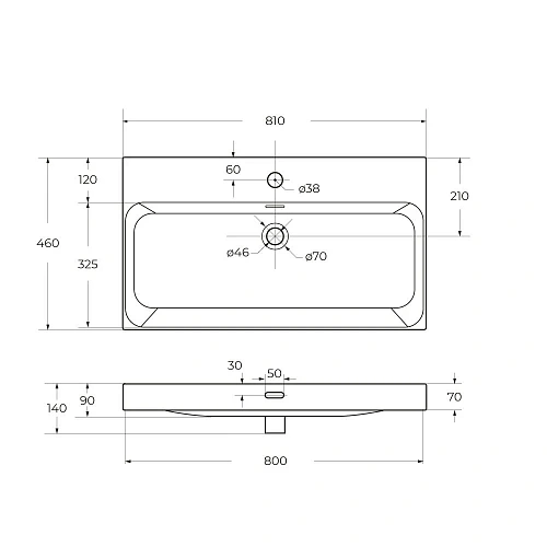 Раковина BelBagno BB-8078-80 810x460 Раковина BelBagno BB-8078-80 810x460
