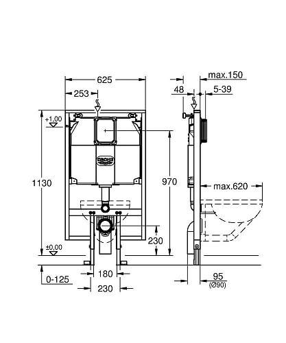 Инсталляция для унитаза GROHE Rapid SL (38994000) для узких ванных комнат Инсталляция для унитаза GROHE Rapid SL (38994000) для узких ванных комнат