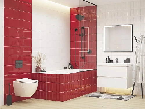 Плитка керамическая Cersanit Evolution красный рельеф 20x44 EVG412 Плитка керамическая Cersanit Evolution красный рельеф 20x44 EVG412