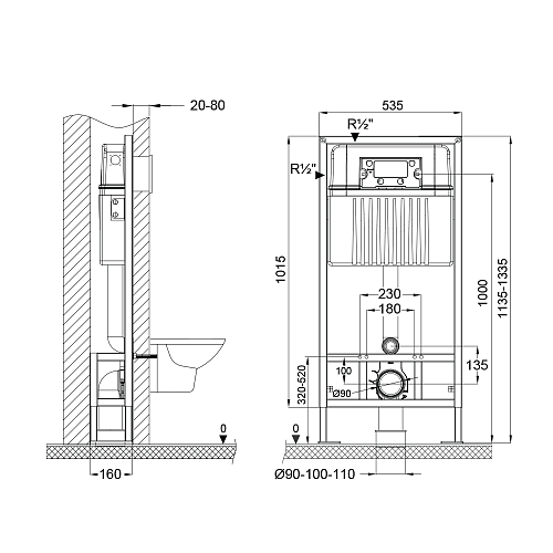 Инсталляция для унитаза BETTOSERB SAVA FREE STANDING SFS40006465 с клавишей смыва DUO хром/хром матовый Инсталляция для унитаза BETTOSERB SAVA FREE STANDING SFS40006465 с клавишей смыва DUO хром/хром матовый