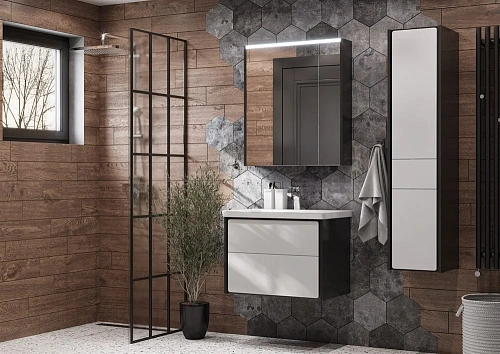 Зеркальный шкаф Roca Ronda 70 белый глянец/антрацит ZRU9302969 Зеркальный шкаф Roca Ronda 70 белый глянец/антрацит ZRU9302969