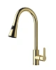 Смеситель для кухни Wonzon &amp; Woghand с выдвижным изливом, брашированное золото (WW-121E201L-BG)