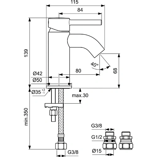 Смеситель для раковины Ideal Standard CERALINE BC185AA Смеситель для раковины Ideal Standard CERALINE BC185AA