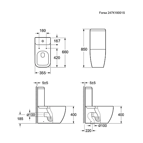 Унитаз напольный Ambassador Forsa 247K19001S (645x355x850) с тонкой крышкой Унитаз напольный Ambassador Forsa 247K19001S (645x355x850) с тонкой крышкой