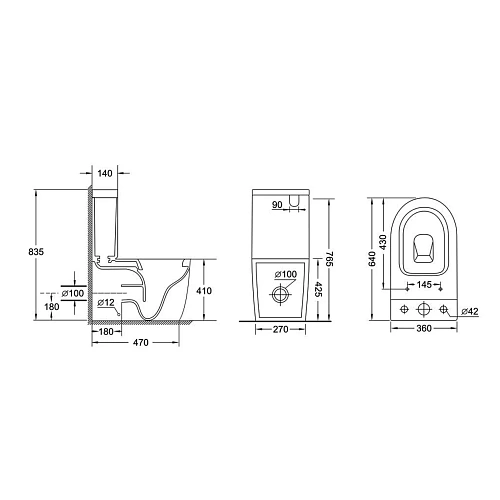 Унитаз напольный GROSSMAN GR-4494SQ 64x36x83,5 белый, безободковый, торнадо с тонкой крышкой Унитаз напольный GROSSMAN GR-4494SQ 64x36x83,5 белый, безободковый, торнадо с тонкой крышкой