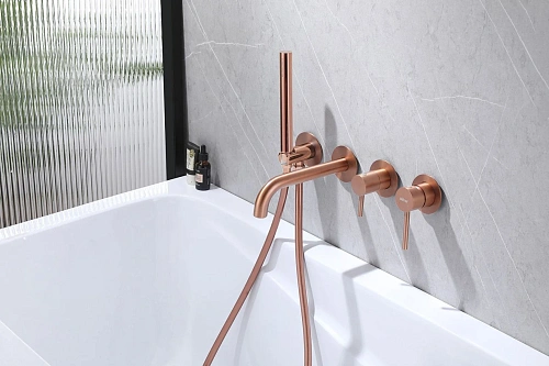 Смеситель для ванны ABBER Wasser Kreis AF8130MRG скрытого монтажа, розовое золото матовое Смеситель для ванны ABBER Wasser Kreis AF8130MRG скрытого монтажа, розовое золото матовое