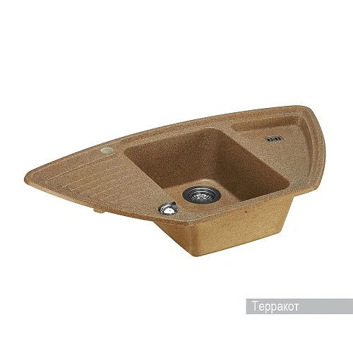 Кухонная мойка Aquaton Лория 1A715032LR270 из литого мрамора, угловая, терракотовая Кухонная мойка Aquaton Лория 1A715032LR270 из литого мрамора, угловая, терракотовая
