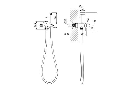 Гигиенический душ Aquatek Европа AQ1021BGM черный хром шлифованный, встраиваемый Гигиенический душ Aquatek Европа AQ1021BGM черный хром шлифованный, встраиваемый