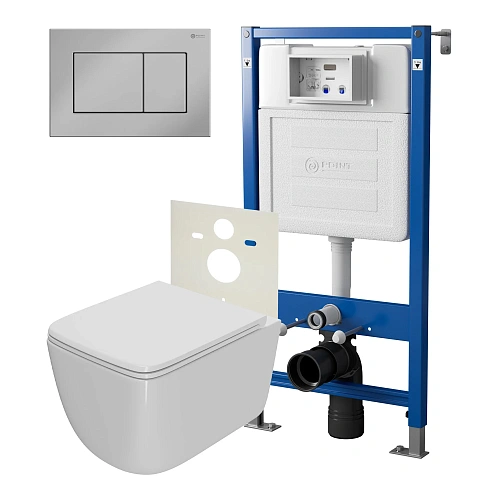 Комплект инсталляции Point Элемент PN45120 с клавишей смыва Ника, хром, PN44081C и унитазом Меркурий с сиденьем микролифт белый PN41831 Комплект инсталляции Point Элемент PN45120 с клавишей смыва Ника, хром, PN44081C и унитазом Меркурий с сиденьем микролифт белый PN41831