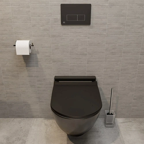 Унитаз подвесной STWORKI Rotenburg SWH52 безободковый , черный , с прямым выпуском , с сиденьем микролифт 4 478156 Унитаз подвесной STWORKI Rotenburg SWH52 безободковый , черный , с прямым выпуском , с сиденьем микролифт 4 478156