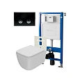Комплект инсталляции Point Элемент П PN45121 с клавишей смыва Венера, черный/хром, PN44071BC и унитазом Меркурий с сиденьем микролифт белый матовый PN41831WM Комплект инсталляции Point Элемент П PN45121 с клавишей смыва Венера, черный/хром, PN44071BC и унитазом Меркурий с сиденьем микролифт белый матовый PN41831WM