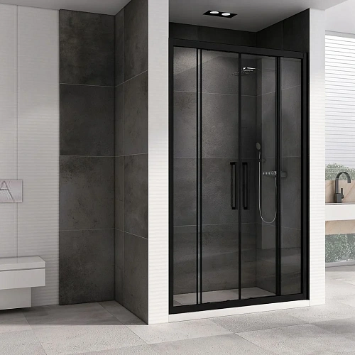Душевая дверь ABBER Schwarzer Diamant AG33180BH 180 см универсальная, профиль черный, стекло прозрачное Душевая дверь ABBER Schwarzer Diamant AG33180BH 180 см универсальная, профиль черный, стекло прозрачное