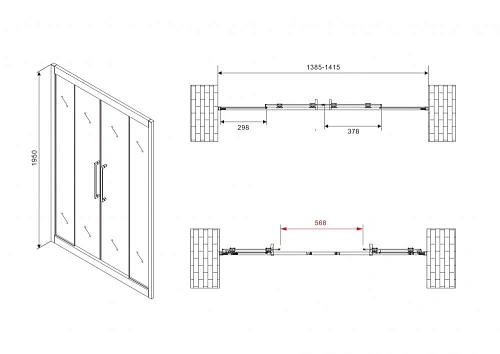 Душевая дверь ABBER Schwarzer Diamant AG33140BH 140 см универсальная, профиль черный, стекло прозрачное Душевая дверь ABBER Schwarzer Diamant AG33140BH 140 см универсальная, профиль черный, стекло прозрачное