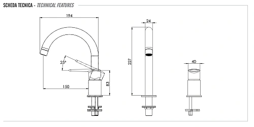 Смеситель для раковины Remer Vanity V57 Смеситель для раковины Remer Vanity V57