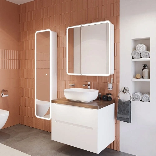 Тумба с раковиной STWORKI Берген 80 белая с темной столешницей, Moduo 50 Square 549471 Тумба с раковиной STWORKI Берген 80 белая с темной столешницей, Moduo 50 Square 549471