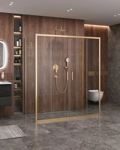 Душевой уголок CEZARES MOLVENO-AH-2/2-170/90-C-BORO-IV цвет профиля брашированное золото стекло прозрачное 1700x900 мм Душевой уголок CEZARES MOLVENO-AH-2/2-170/90-C-BORO-IV цвет профиля брашированное золото стекло прозрачное 1700x900 мм