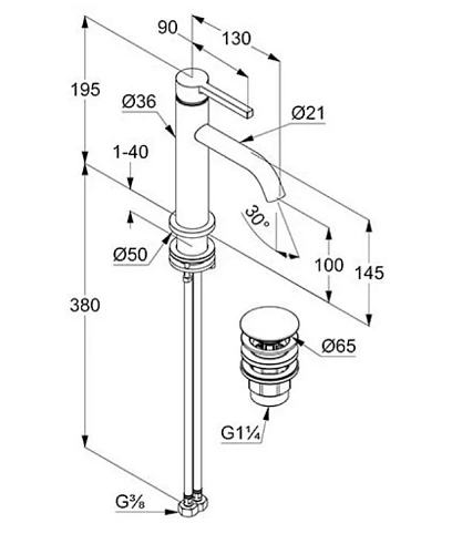 Смеситель для раковины Kludi NOVA FONTE 20288N215 оружейная сталь Смеситель для раковины Kludi NOVA FONTE 20288N215 оружейная сталь