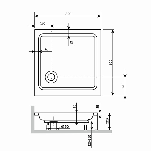 Душевой поддон RGW Acryl STYLE 800x800 мм 16180188-11 квадратный белый Душевой поддон RGW Acryl STYLE 800x800 мм 16180188-11 квадратный белый