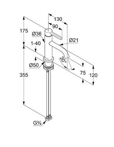 Смеситель для раковины Kludi NOVA FONTE 20028N215 оружейная сталь Смеситель для раковины Kludi NOVA FONTE 20028N215 оружейная сталь