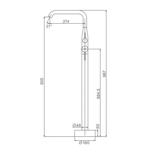 Смеситель для ванны Raglo R20.33.09 напольный, монолитный, графит Смеситель для ванны Raglo R20.33.09 напольный, монолитный, графит