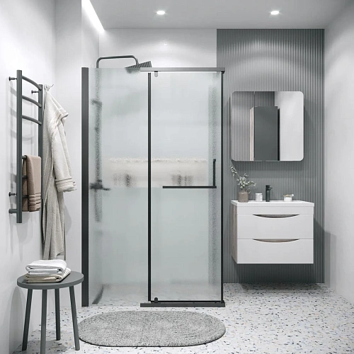 Боковая стенка GROSSMAN Pragma 200.K33.03.80.21.02 (80x195) черный матовый, стекло шиншилла Боковая стенка GROSSMAN Pragma 200.K33.03.80.21.02 (80x195) черный матовый, стекло шиншилла