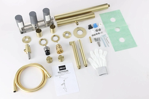 Душевая система ABBER Perfekte 316 AF8A50BG скрытого монтажа с изливом, золото брашированное Душевая система ABBER Perfekte 316 AF8A50BG скрытого монтажа с изливом, золото брашированное