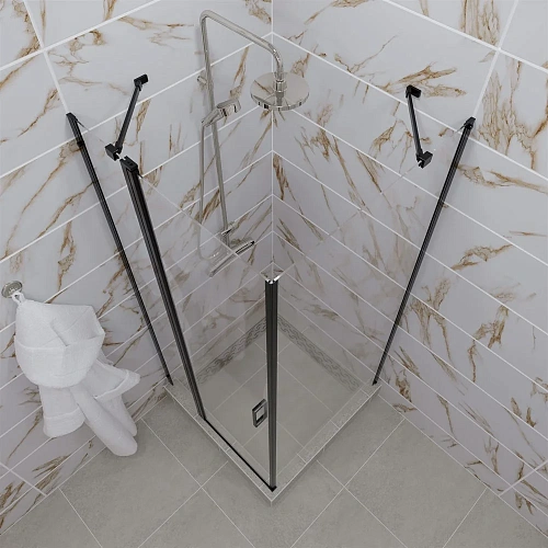 Душевой уголок DIWO Сочи 90х90 профиль черный матовый 570972 Душевой уголок DIWO Сочи 90х90 профиль черный матовый 570972