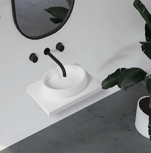 Раковина ABBER Stein AS2605 накладная, белая матовая Раковина ABBER Stein AS2605 накладная, белая матовая