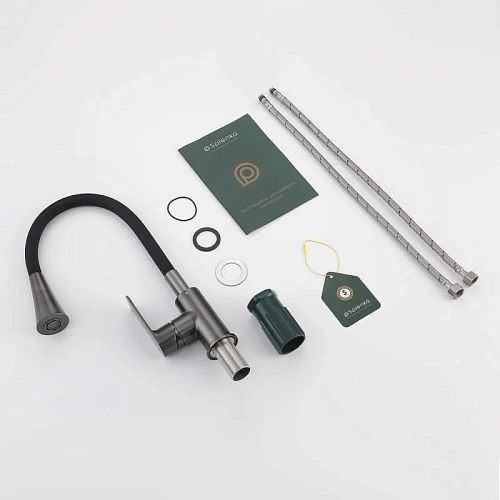 Смеситель для кухни Splenka S05.43.09 с гибким изливом, графит Смеситель для кухни Splenka S05.43.09 с гибким изливом, графит