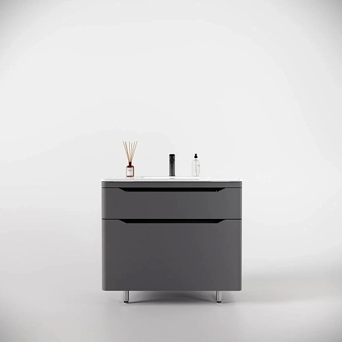Тумба под раковину Style Line Марелла 90 Люкс антискрейтч серый, PLUS напольная СС-00002418 Тумба под раковину Style Line Марелла 90 Люкс антискрейтч серый, PLUS напольная СС-00002418