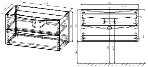 Тумба под раковину Vincea Mia 900 подвесная, 2 выкатных ящика soft close, R.Wood VMC-2MA900RW Тумба под раковину Vincea Mia 900 подвесная, 2 выкатных ящика soft close, R.Wood VMC-2MA900RW