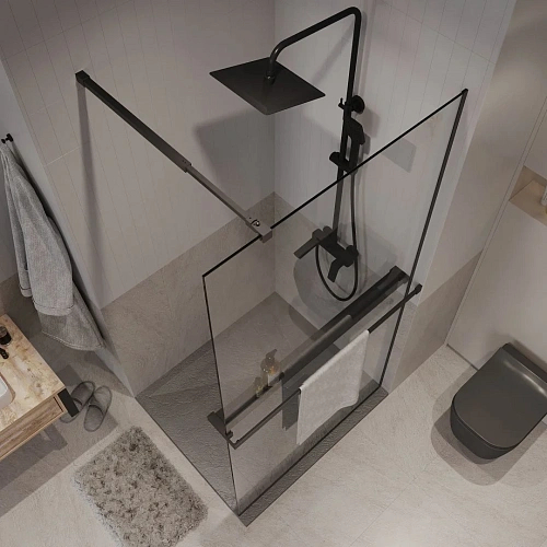 Душевая перегородка Niagara Nova NG-670-90ВLACK (90x195) черный матовый, стекло прозрачное Душевая перегородка Niagara Nova NG-670-90ВLACK (90x195) черный матовый, стекло прозрачное