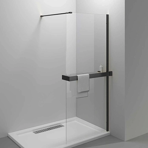 Душевая перегородка VinceaWalk-In HR VSW-4HR800CLB, 800x2000, черный, стекло прозрачное Душевая перегородка VinceaWalk-In HR VSW-4HR800CLB, 800x2000, черный, стекло прозрачное