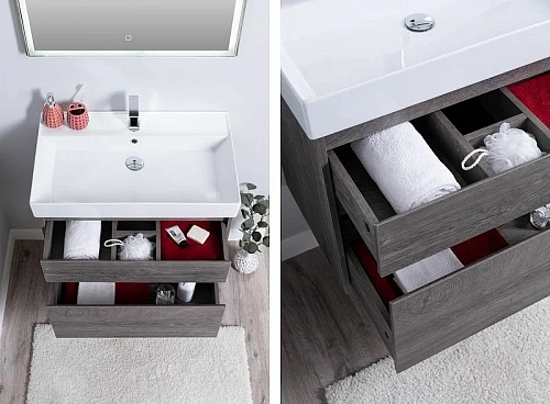 Тумба с раковиной Aquanet Nova Lite 60 дуб рошелье (2 ящика) 00245241 Тумба с раковиной Aquanet Nova Lite 60 дуб рошелье (2 ящика) 00245241