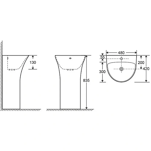 Раковина Ceruttispa SIMONA CT7832 480x420x835 напольная Раковина Ceruttispa SIMONA CT7832 480x420x835 напольная