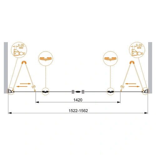Душевая дверь CEZARES ELENA-W-BS-22-160-C-Cr 160см стекло прозрачное, профиль хром Душевая дверь CEZARES ELENA-W-BS-22-160-C-Cr 160см стекло прозрачное, профиль хром