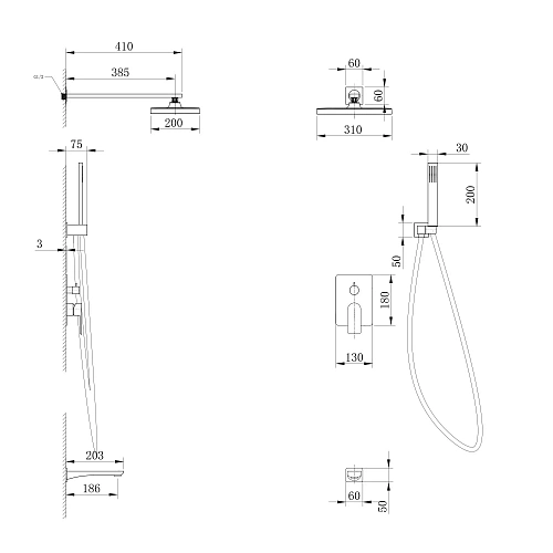 Душевая система ABBER Weiss Insel AF8017FW скрытого монтажа с изливом, белый матовый Душевая система ABBER Weiss Insel AF8017FW скрытого монтажа с изливом, белый матовый