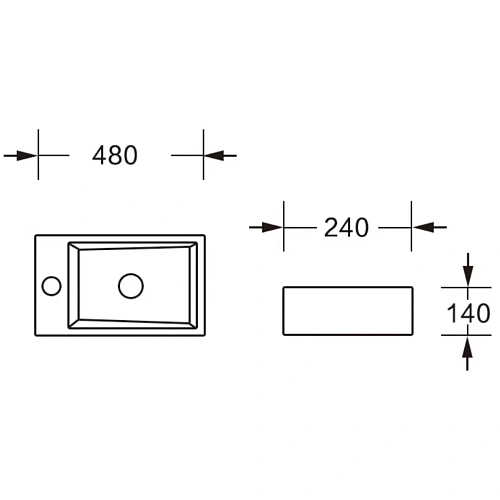 Раковина Ceruttispa CR7098D 480х240х140 накладная, белая, прямоугольная, с отверстием под смеситель Раковина Ceruttispa CR7098D 480х240х140 накладная, белая, прямоугольная, с отверстием под смеситель
